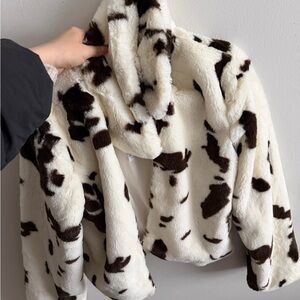 Stoosh Women's Faux Fur Black and White Teddy Jacket